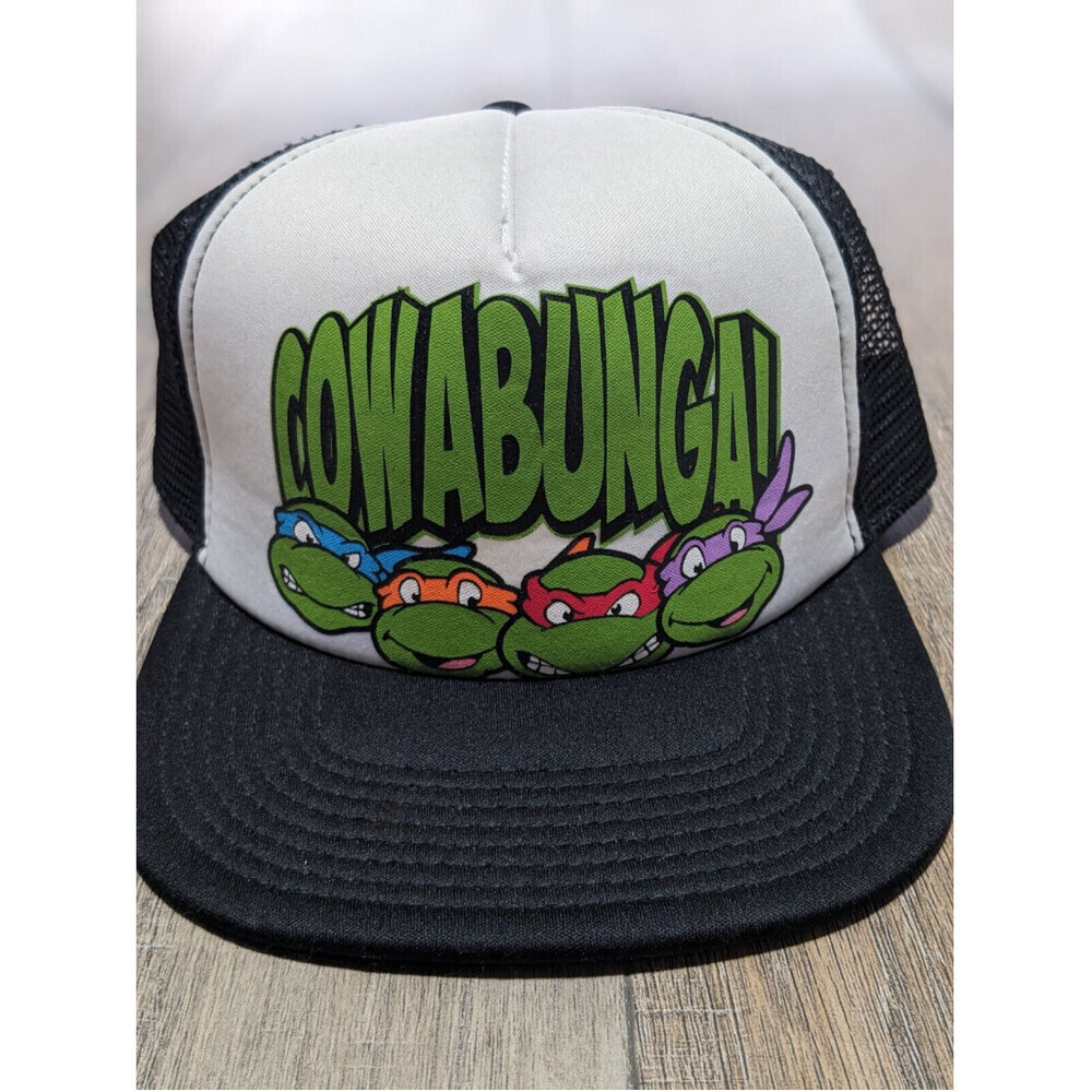TMNT Cowabunga Hat Snapback Trucker Cap White Black Teenage Mutant Ninja Turtles